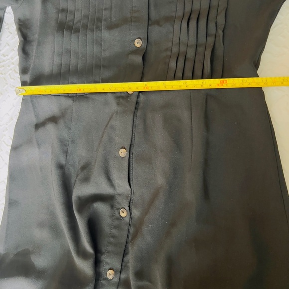 Black Pleated Long Sleeve Shirt Dress - Picture 7 of 11